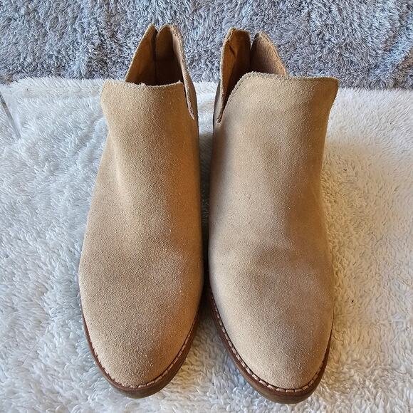 Lucky Brand Women's Freelia Leather Suede Ankle Zip Heel Booties Size 8.5M Taupe - Picture 2 of 7